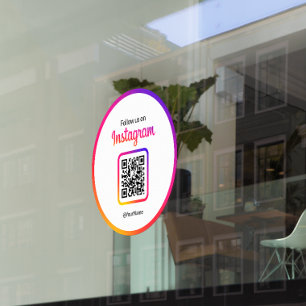 Autocollant Pour Fenêtre Code QR dégradé 12" Suivez-nous sur Instagram