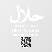 Autocollant Pour Fenêtre Code QR d'entreprise blanc Halal (Feuille)