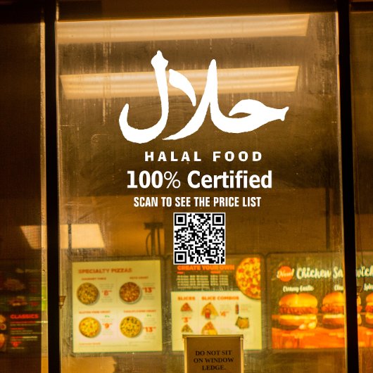 Autocollant Pour Fenêtre Code QR d'entreprise blanc Halal