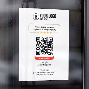 Autocollant Pour Fenêtre Code QR des avis Google Évaluez mon entreprise 5 é