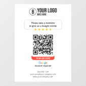 Autocollant Pour Fenêtre Code QR des avis Google Évaluez mon entreprise 5 é (Feuille)
