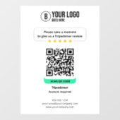 Autocollant Pour Fenêtre Code QR des avis Tripadvisor Évaluez l'entreprise (Feuille)