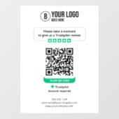 Autocollant Pour Fenêtre Code QR des avis Trustpilot Évaluez mon entreprise (Feuille)