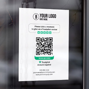 Autocollant Pour Fenêtre Code QR des avis Trustpilot Évaluez Mon Entreprise
