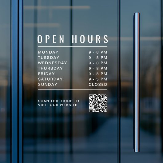 Autocollant Pour Fenêtre Code QR des heures d'ouverture de l'entreprise