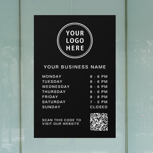 Autocollant Pour Fenêtre Code QR des heures d'ouverture de l'entreprise Noi