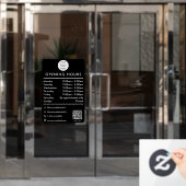 Autocollant Pour Fenêtre Code QR des heures d'ouverture Logo Noir (Porte de bureau)