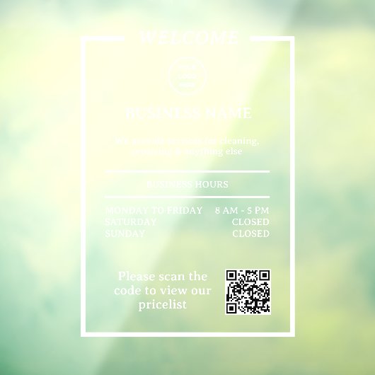 Autocollant Pour Fenêtre Code QR des heures d'ouverture professionnelles fo (Feuille 3)