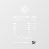 Autocollant Pour Fenêtre Code QR des heures d'ouverture Soleil et Lune céle (Feuille)