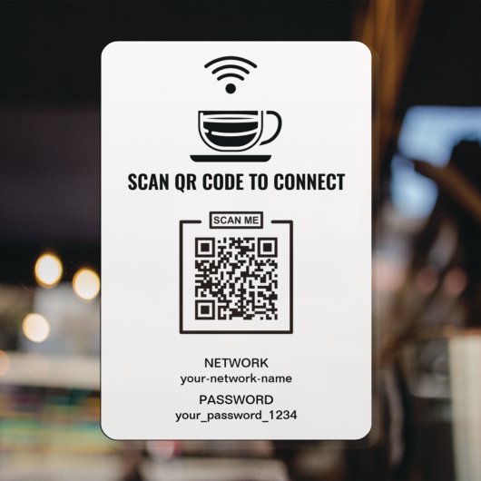 Autocollant Pour Fenêtre Code QR du café en noir et blanc