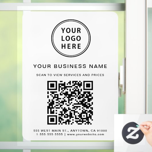 Autocollant Pour Fenêtre Code QR du logo de l'entreprise blanc (Maison)