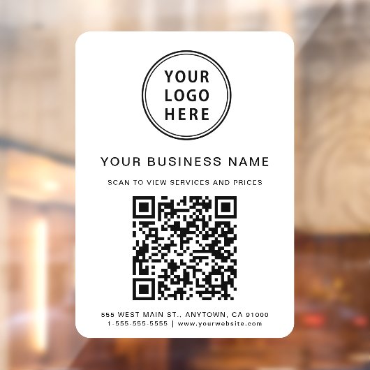 Autocollant Pour Fenêtre Code QR du logo de l'entreprise blanc (Feuille 2)