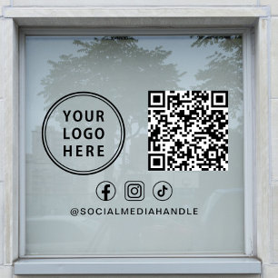 Autocollant Pour Fenêtre Code QR du logo de l'entreprise Réseaux sociaux Ho