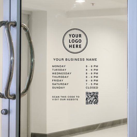 Autocollant Pour Fenêtre Code QR du logo des heures d'ouverture