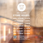 Autocollant Pour Fenêtre Code QR du logo des heures d'ouverture de l'entrep (Feuille 2)