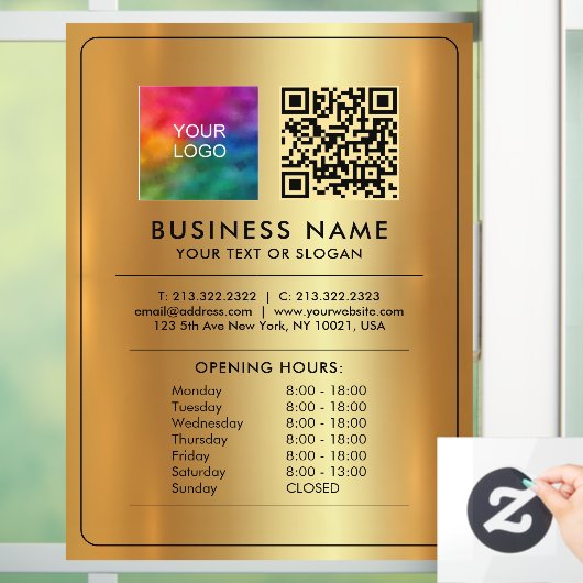 Autocollant Pour Fenêtre Code QR du logo Heures d'ouverture Ouvert Fermé Fa (Maison)