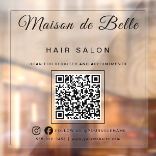 Autocollant Pour Fenêtre Code QR Écriture Noire Gras Affaires Glacées