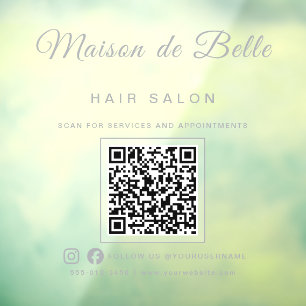 Autocollant Pour Fenêtre Code QR écriture signature Argent givré Moderne