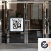 Autocollant Pour Fenêtre Code QR éditable & Texte avec bordure bleu clair (Porte de bureau)
