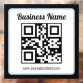 Autocollant Pour Fenêtre Code QR éditable & Texte avec bordure bleu clair (Feuille 2)