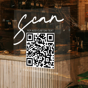 Autocollant Pour Fenêtre Code QR Entreprise Minimaliste Blanc Transparent