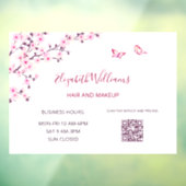 Autocollant Pour Fenêtre Code QR | Fleur de cerisier rose blanc (Feuille 3)
