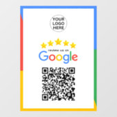Autocollant Pour Fenêtre Code QR Google Business Review 5 étoiles (Feuille)