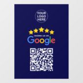 Autocollant Pour Fenêtre Code QR Google Business Reviews 5 étoiles Bleu mar (Feuille)