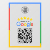 Autocollant Pour Fenêtre Code QR Google Business Reviews 5 étoiles Gris (Feuille)