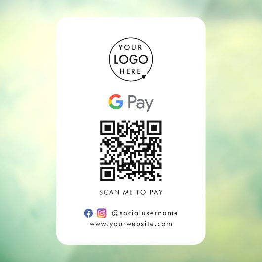 Autocollant Pour Fenêtre Code QR Google Pay | Entreprise de paiement sans c (Feuille 3)