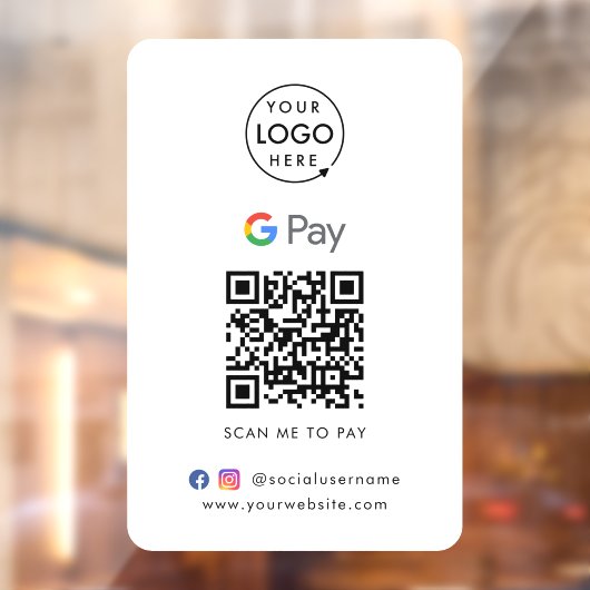 Autocollant Pour Fenêtre Code QR Google Pay | Entreprise de paiement sans c (Feuille 2)