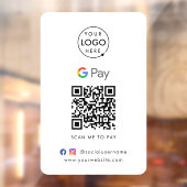 Autocollant Pour Fenêtre Code QR Google Pay | Paiement sans contact pour le (Feuille 2)