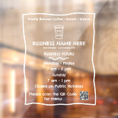 Autocollant Pour Fenêtre Code QR Heures d'ouverture de l'Opaque Café Coffee (Feuille 2)