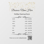 Autocollant Pour Fenêtre code qr heures d'ouverture d'entreprise jour férié (Feuille)