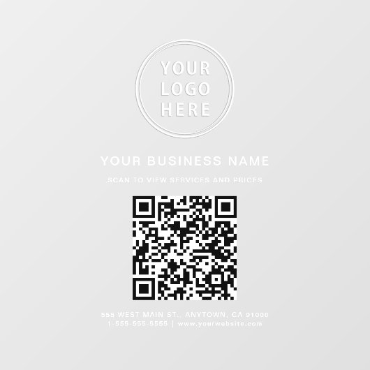 Autocollant Pour Fenêtre Code QR Logo Blanc Entreprise (Feuille)