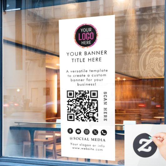 Autocollant Pour Fenêtre Code QR | Logo de l'entreprise (Fenêtre de café)