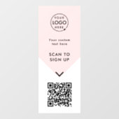 Autocollant Pour Fenêtre Code QR | Logo d'entreprise Rose Blush Féminin (Feuille)