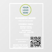 Autocollant Pour Fenêtre Code QR Logo Entreprise Heures d'Ouverture Personn (Feuille)