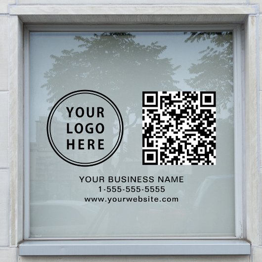 Autocollant Pour Fenêtre Code QR Logo Entreprise Horizontal