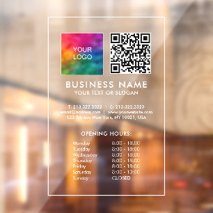Autocollant Pour Fenêtre Code QR Logo Entreprise Personnalisé Heures d'Ouve