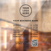 Autocollant Pour Fenêtre Code QR Logo Heures d'ouverture (Feuille 2)