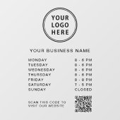 Autocollant Pour Fenêtre Code QR Logo Heures d'Ouverture (Feuille)