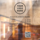 Autocollant Pour Fenêtre Code QR Logo Heures d'Ouverture (Feuille 2)