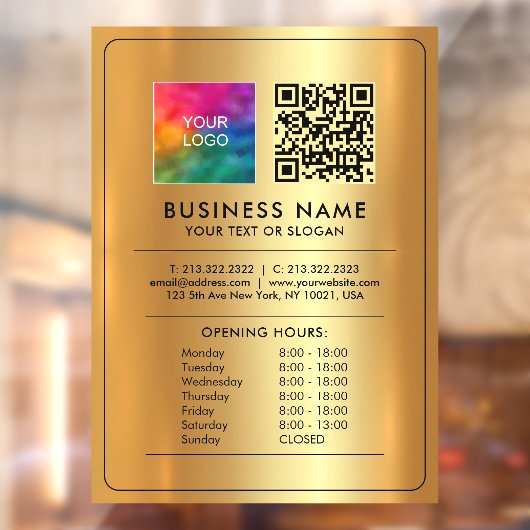 Autocollant Pour Fenêtre Code QR Logo Heures d'ouverture Ouvert Fermé Faux (Feuille 2)