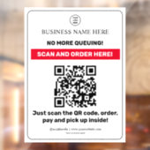 Autocollant Pour Fenêtre Code QR Menu Blanc Fenêtre de retrait de commande (Feuille 2)