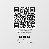 Autocollant Pour Fenêtre Code QR Menu Noir Logo Café Moderne Sans Contact (Feuille)