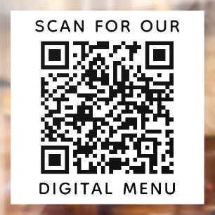 Autocollant Pour Fenêtre Code QR Menu Numérique Restaurant Café Entreprise