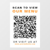 Autocollant Pour Fenêtre Code QR Menu Restaurant Café (Feuille)