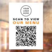 Autocollant Pour Fenêtre Code QR Menu Restaurant Café Logo (Feuille 2)