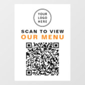 Autocollant Pour Fenêtre Code QR Menu Restaurant Café Logo (Feuille)